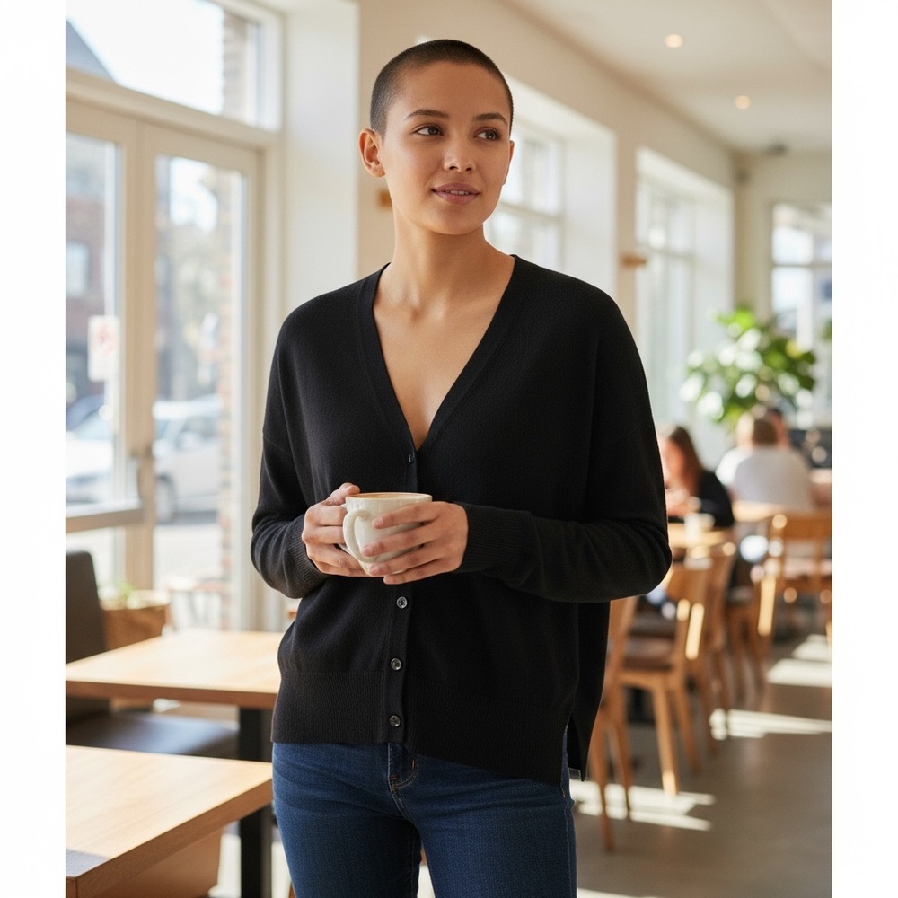 Ralph Lauren Black V-Neck Cardigan - Picture 2 of 7